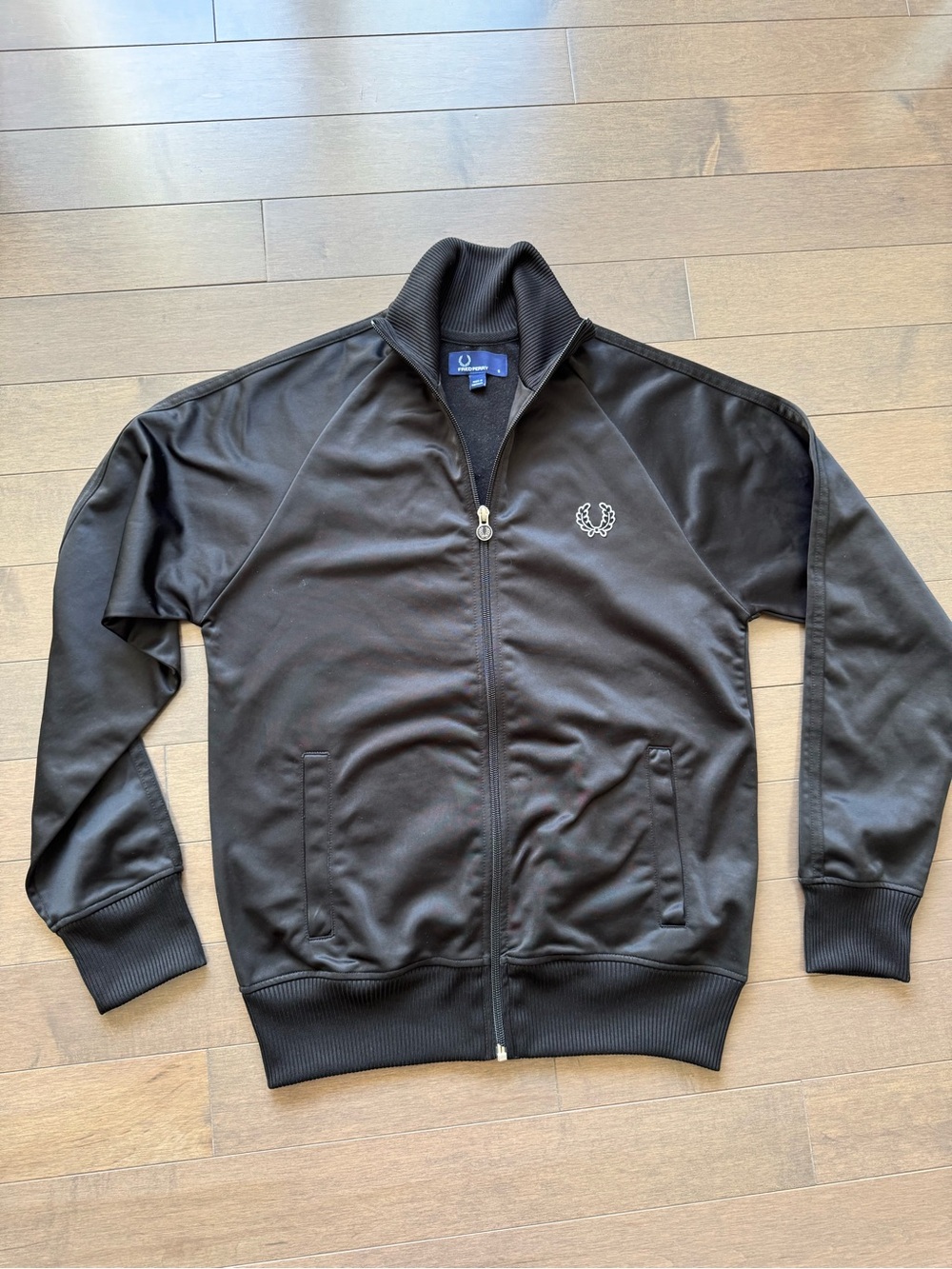 Fred Perry Vintage Black Full-Zip Track Jacket with Laurel Logo